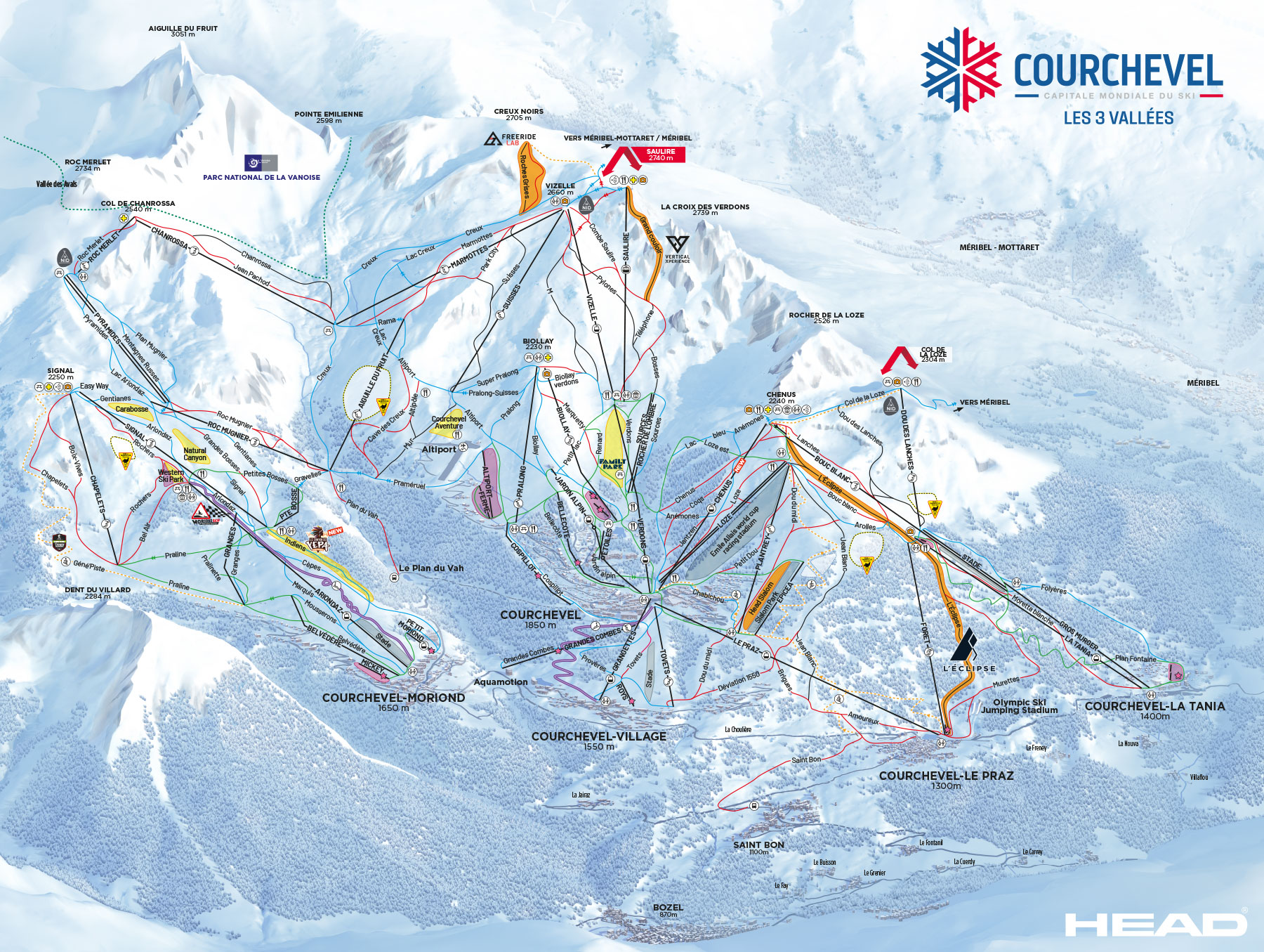 Courchevel 2026 官方雪道图预览