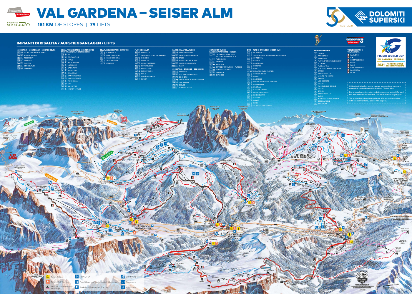 Val Gardena / Alpe di Siusi 官方雪道图预览