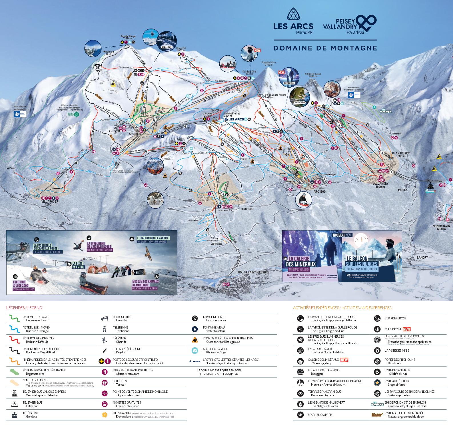 Les Arcs / Paradiski 2026 雪道图预览