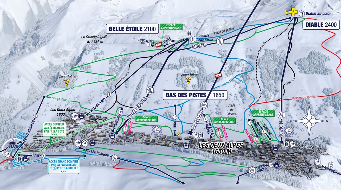 Les Deux Alpes 2026 官方雪道图预览
