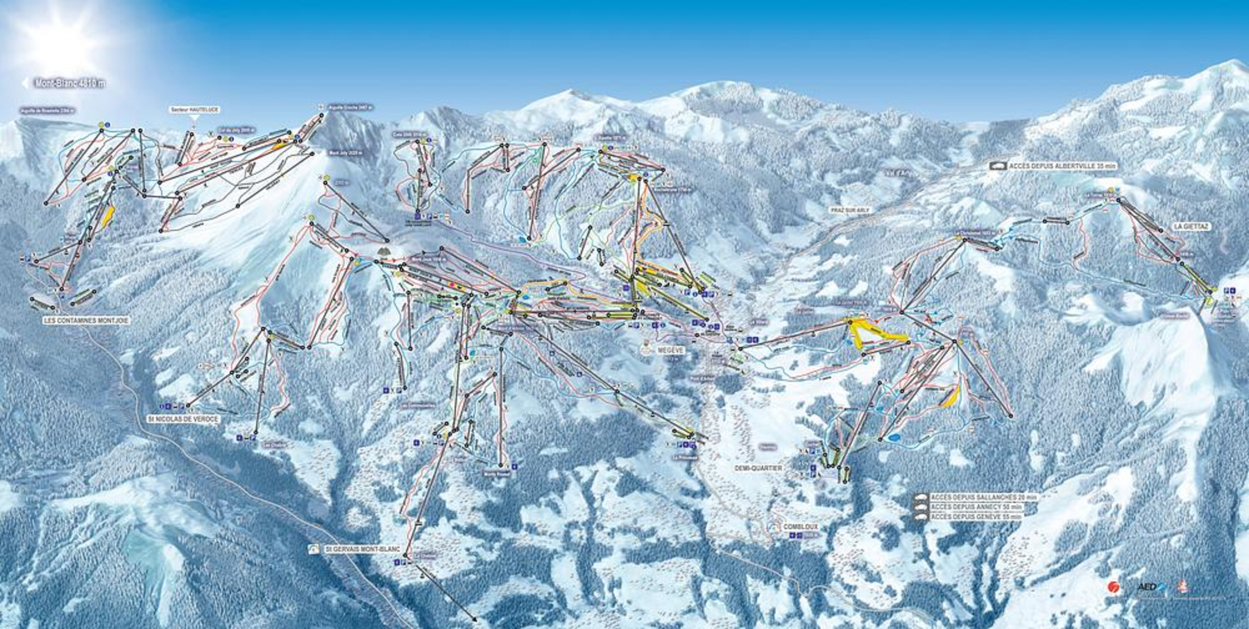 Megève Évasion Mont-Blanc 官方雪道图预览