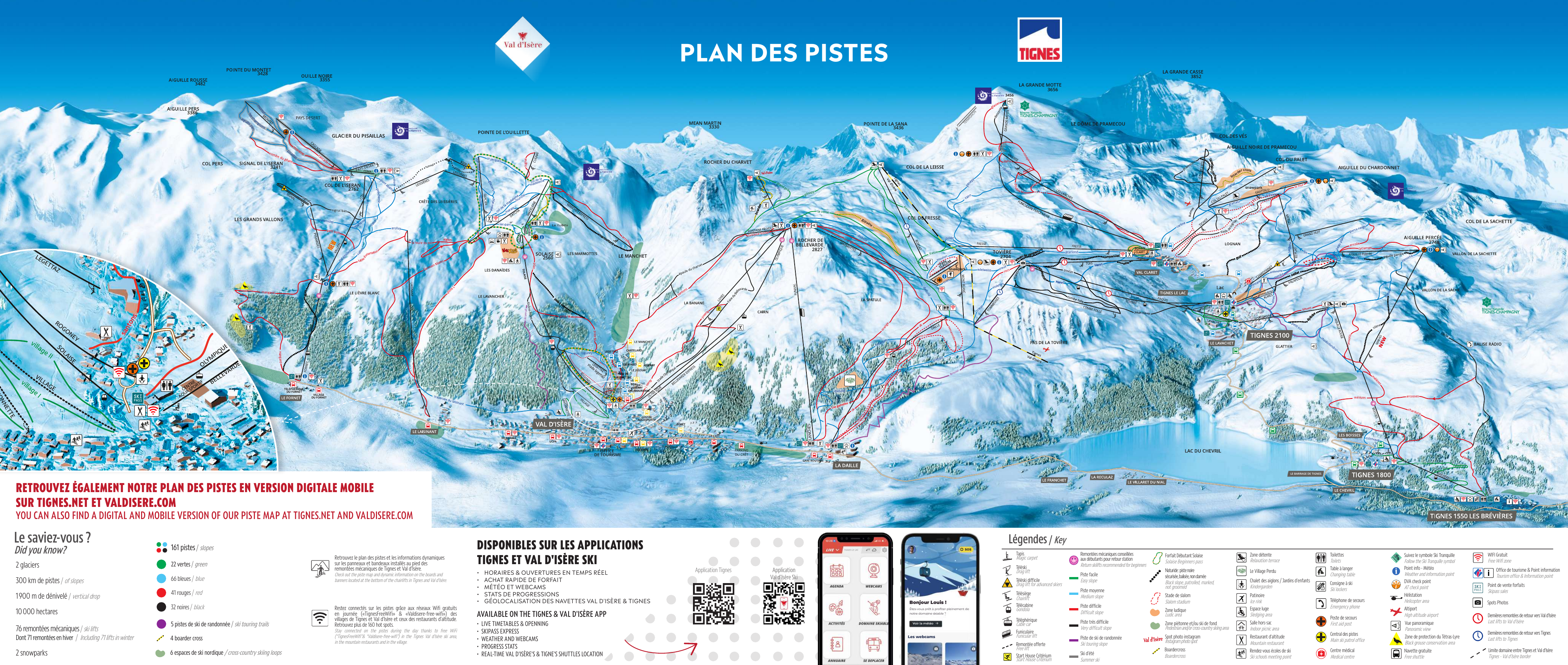 Tignes - Val d'Isere 官方雪道图预览