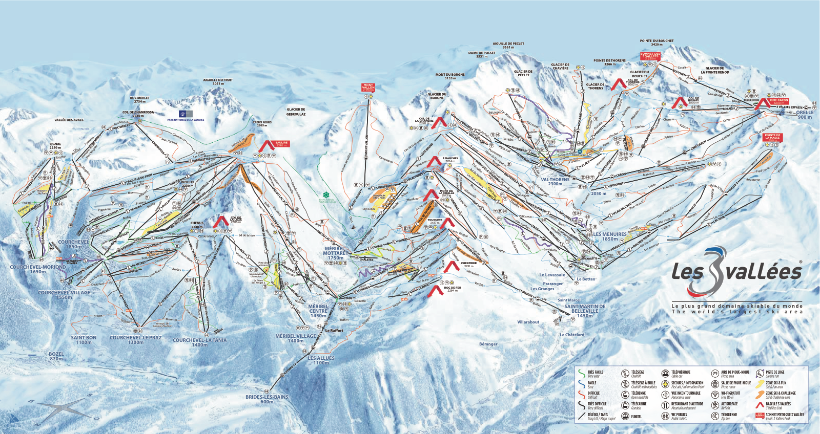 3 Vallées 官方雪道图预览