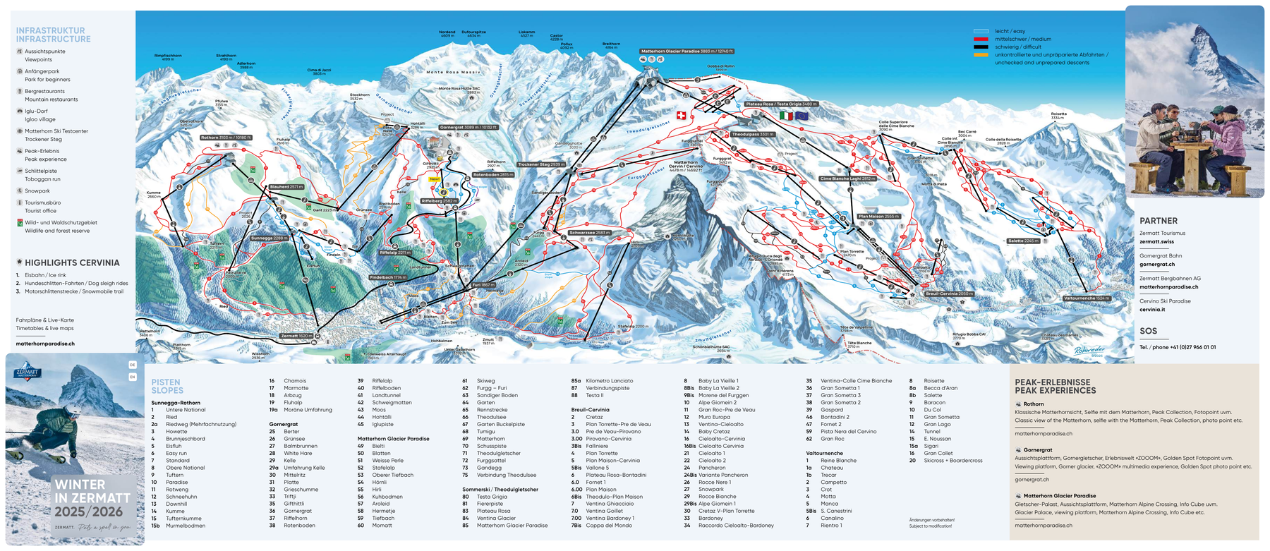 Zermatt Matterhorn Ski Paradise 官方雪道图预览